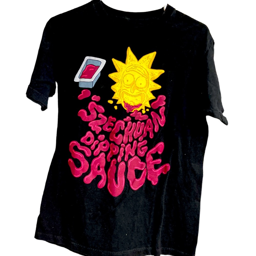 Nice Rick And Morty Black Szechuan Dipping Sauce Full Graphic Men’s M T-Shirt